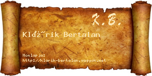 Klárik Bertalan névjegykártya